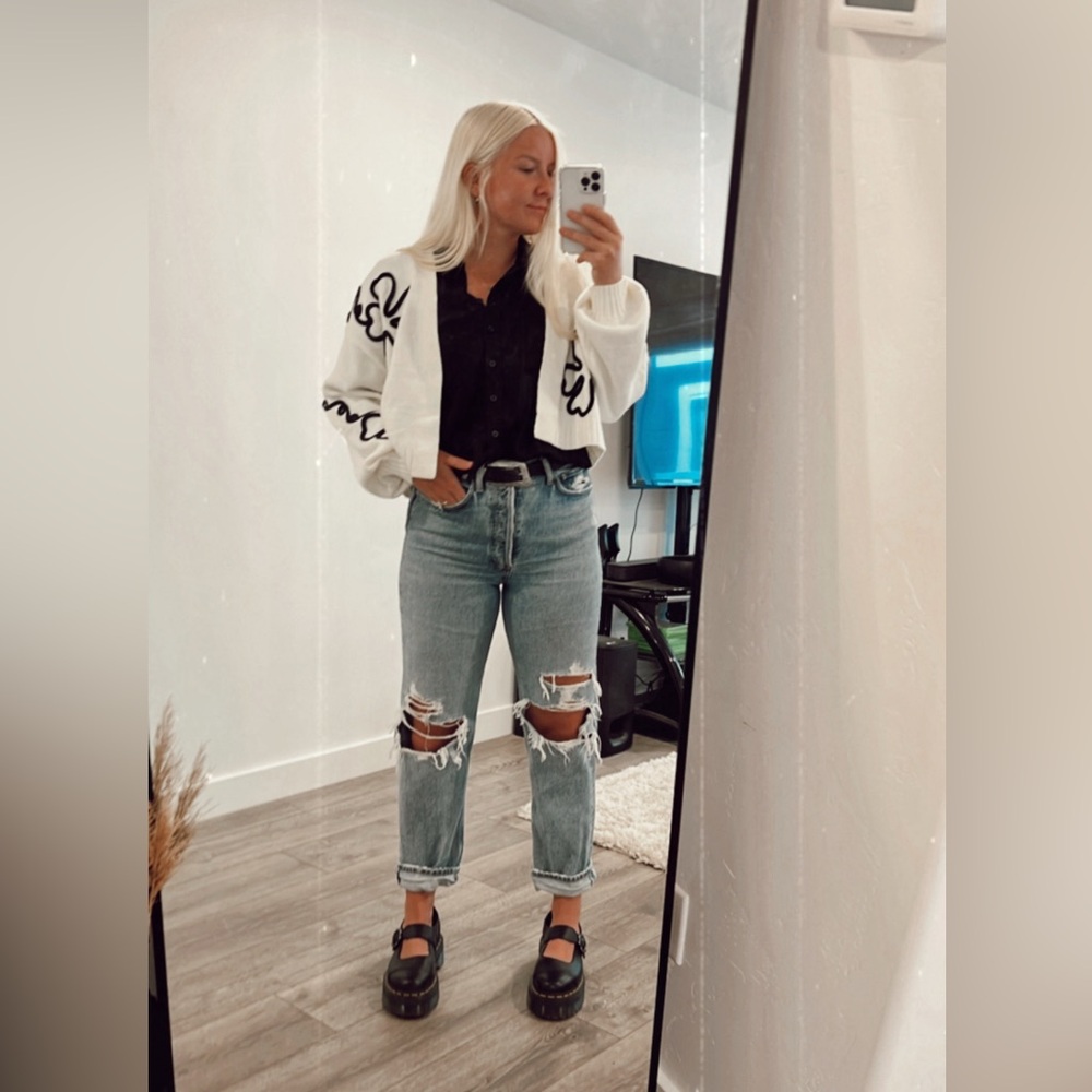 Anthropologie Maeve Cropped Floral Cardigan Sweater